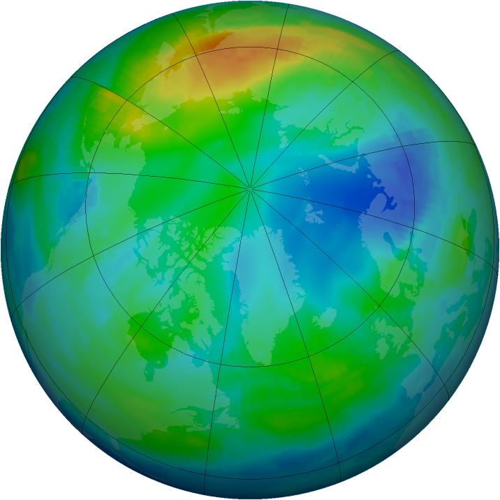 Arctic ozone map for 20 November 1997